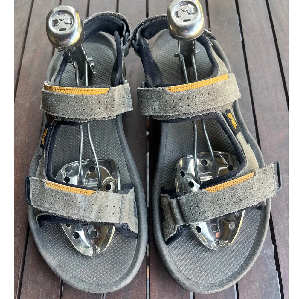 Teva Tanza Sport Sandals Mens 10 Grey Green Suede Hiking Water Shoes 1019192